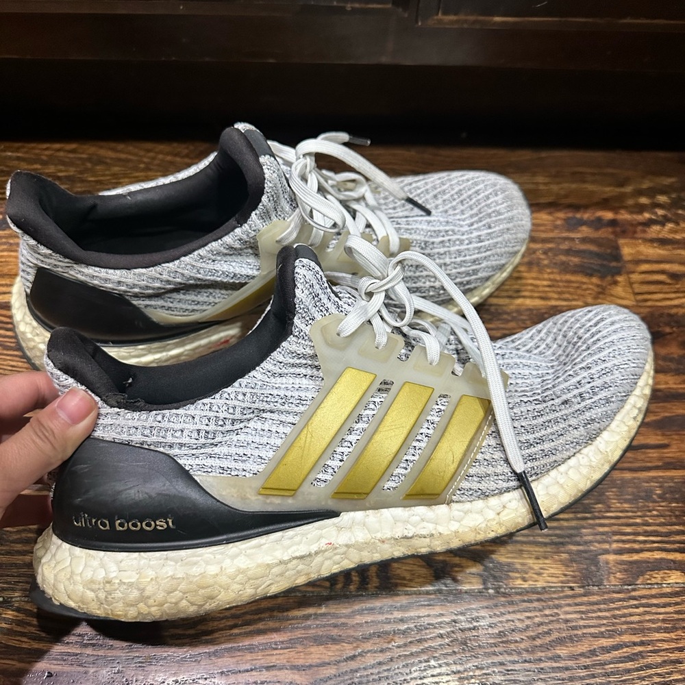 Adidas Ultra Boost Gray and Yellow Running Shoes